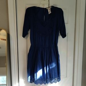 Paul & Joe Sister Royal Blue Dress with Lace Detail. NWOT.